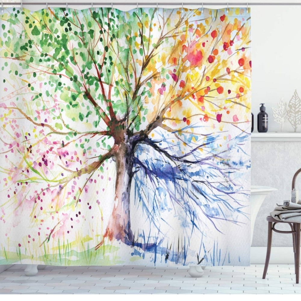 EUC Four Seasons Shower Curtain with Hooks